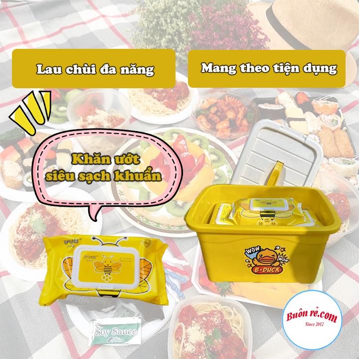 COMBO 5 GÓI Khăn giấy ướt B Duck TẶNG KÈM Thùng nhựa – Giấy ướt vịt vàng cute, dễ dàng mang theo - 01570