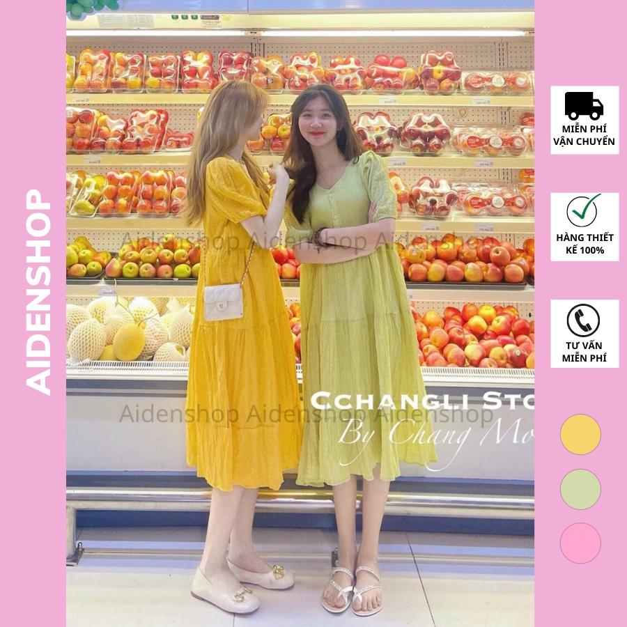 Váy bầu thời trang đẹp mùa hè mát Aidenshop đầm bầu công sở midi