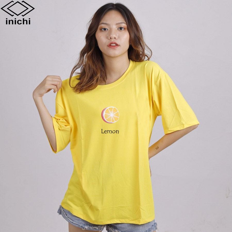 Áo thun INICHI unisex tay lỡ form rộng cá tính, hình in hình quả chanh - IC612