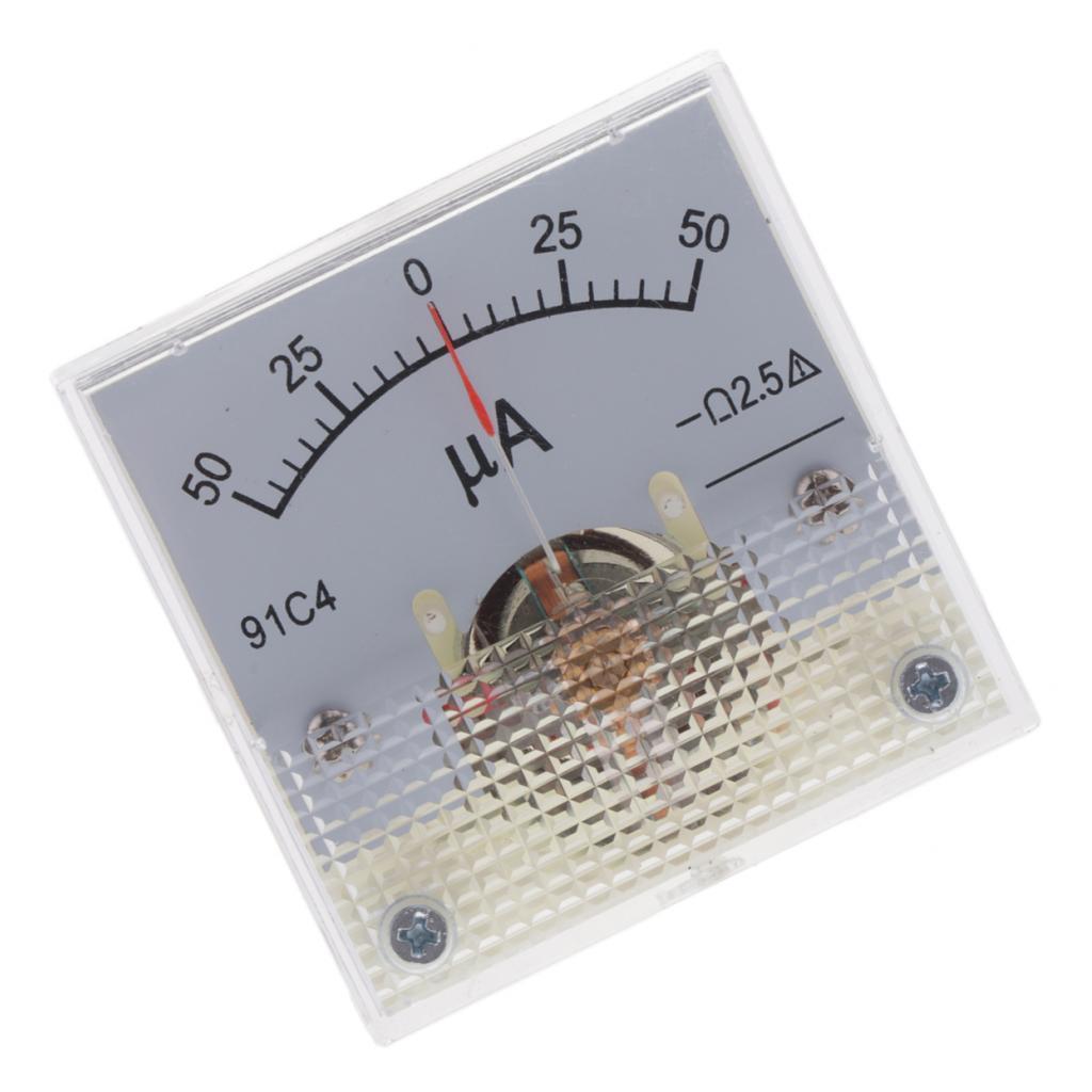 2X DC Ammeter Analog Panel Meter Amp Meter Current Gauge Pointer Type 50uA