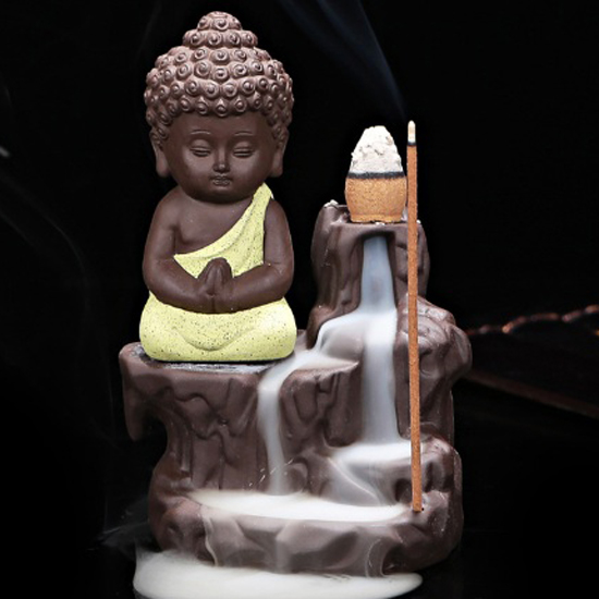 Thác khói đốt trầm hình Phật - Tặng 1 lọ tinh dầu Sả dạng treo dây