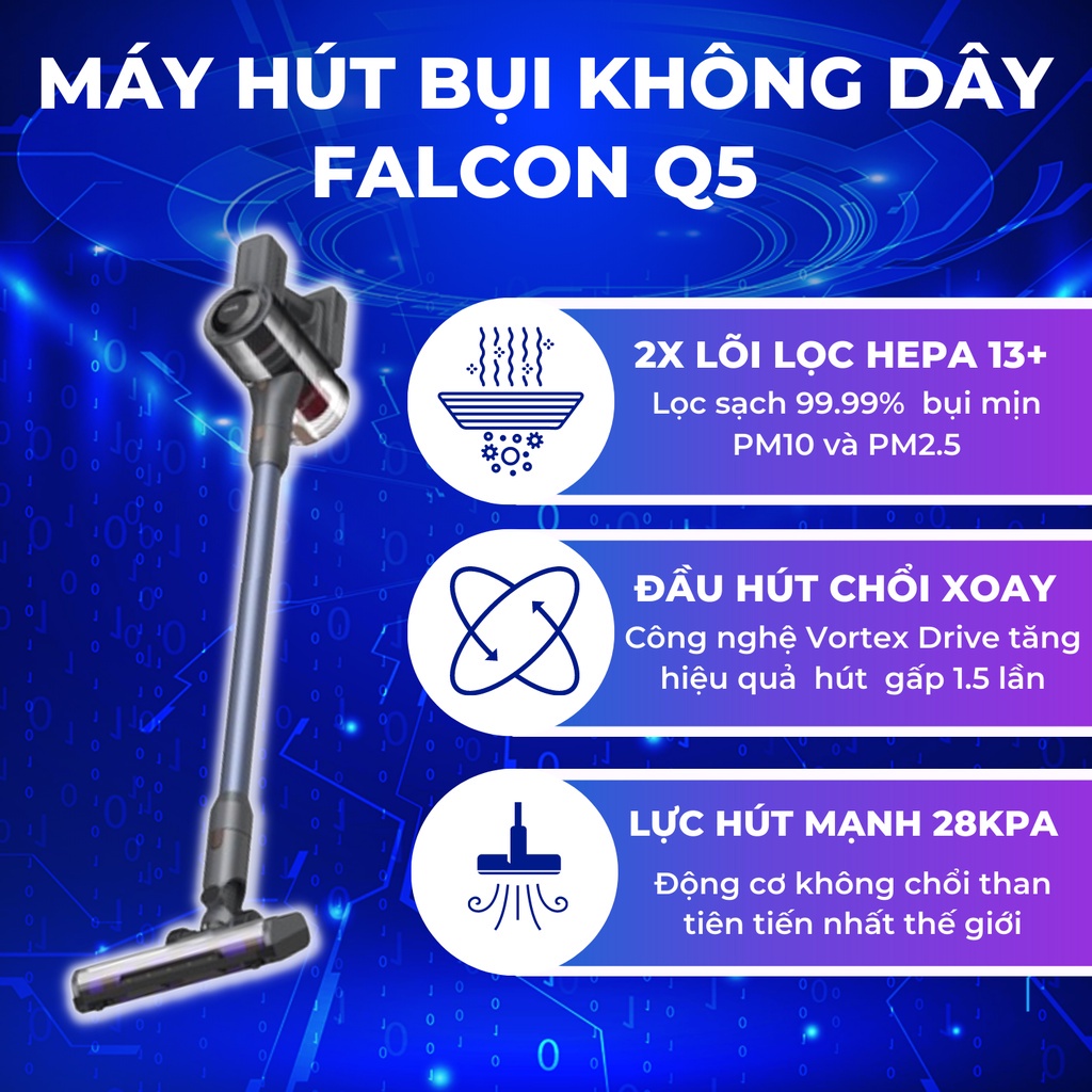 Đầu lau sàn Máy hút bụi UNIQ FALCON Q5 cầm tay không dây Hàng chính hãng