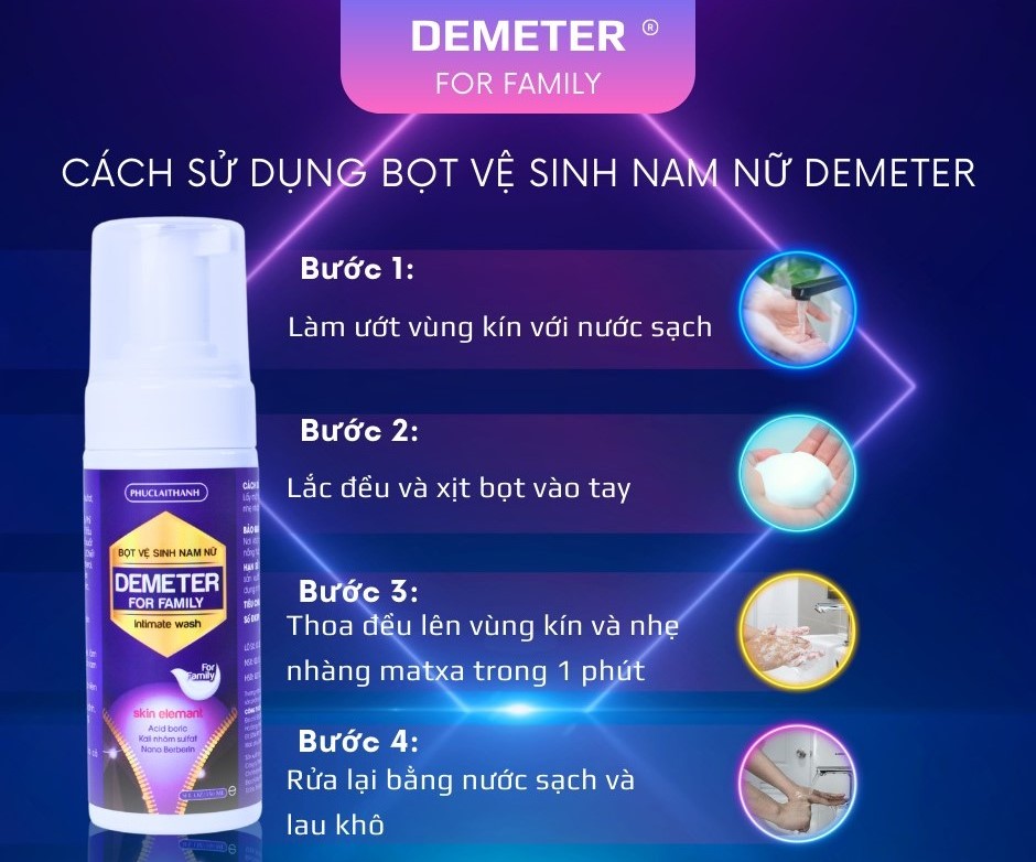 Dung dịch vệ sinh nữ nam tạo bọt Demeter 150ml ( Dùng cho cả nam và nữ )