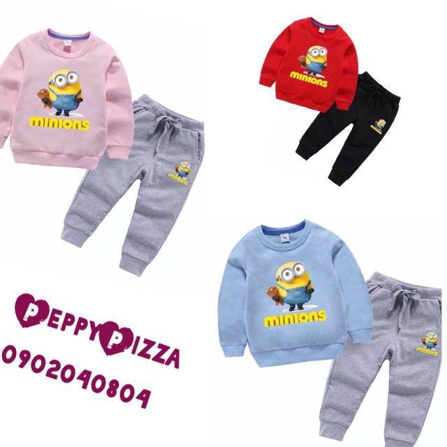Bộ đồ thu đông in hình Minion cho bé Bo051