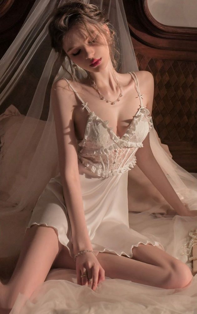 Đầm Ngủ Hai Dây Ngắn Phối Ren (Không kèm áo choàng) - B.Lingerie