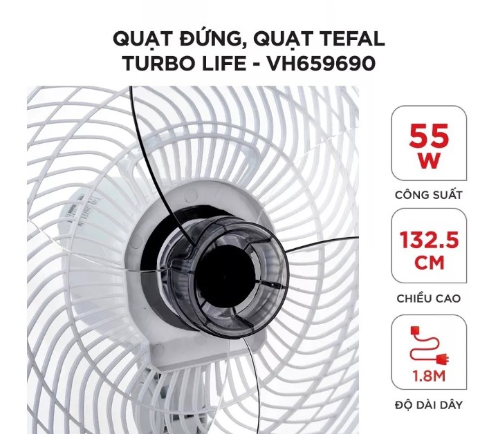 Quạt đứng Turbo Life Tefal – VH659690 - Hàng Chính Hãng