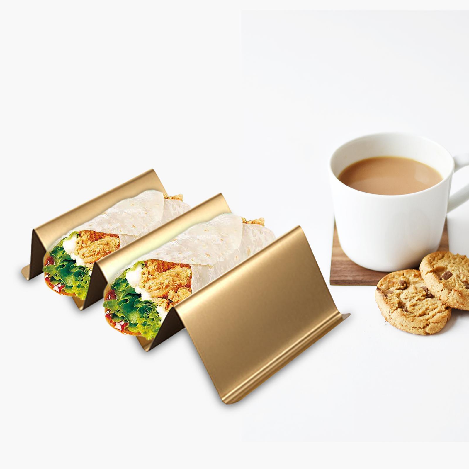 Taco Holder Stackable Stand Tortilla Burrito Tray Gold
