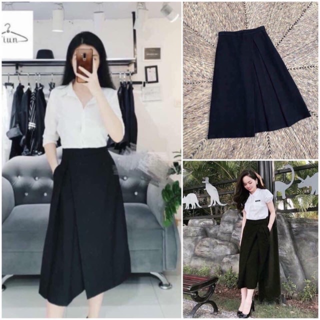 Chân váy midi vạt chéo cho nữ CV209