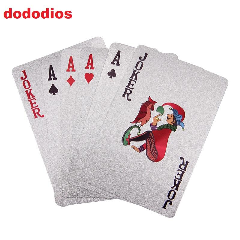 Bài Tây Poker Mạ Nhũ BẠC Cao Cấp Phủ Si BẠC Hãng dododios – Bộ 54 Lá Bài Pocker Nhựa Dẻo Chống Thấm Nước Chống Gãy