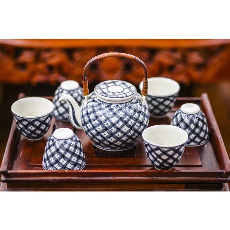 BỘ ẤM CHÉN VẼ BÁT TRÀNG️ẤM CHÉN ĐẸP️RẺ