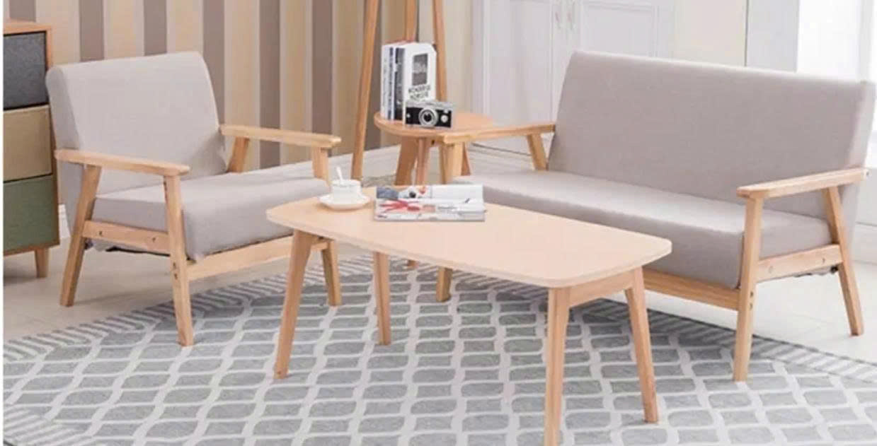 Bộ bàn ghế đơn giản Juno Sofa gồm 01 ghế đơn, băng ghế đôi 1m và bàn 50 x 100 cm