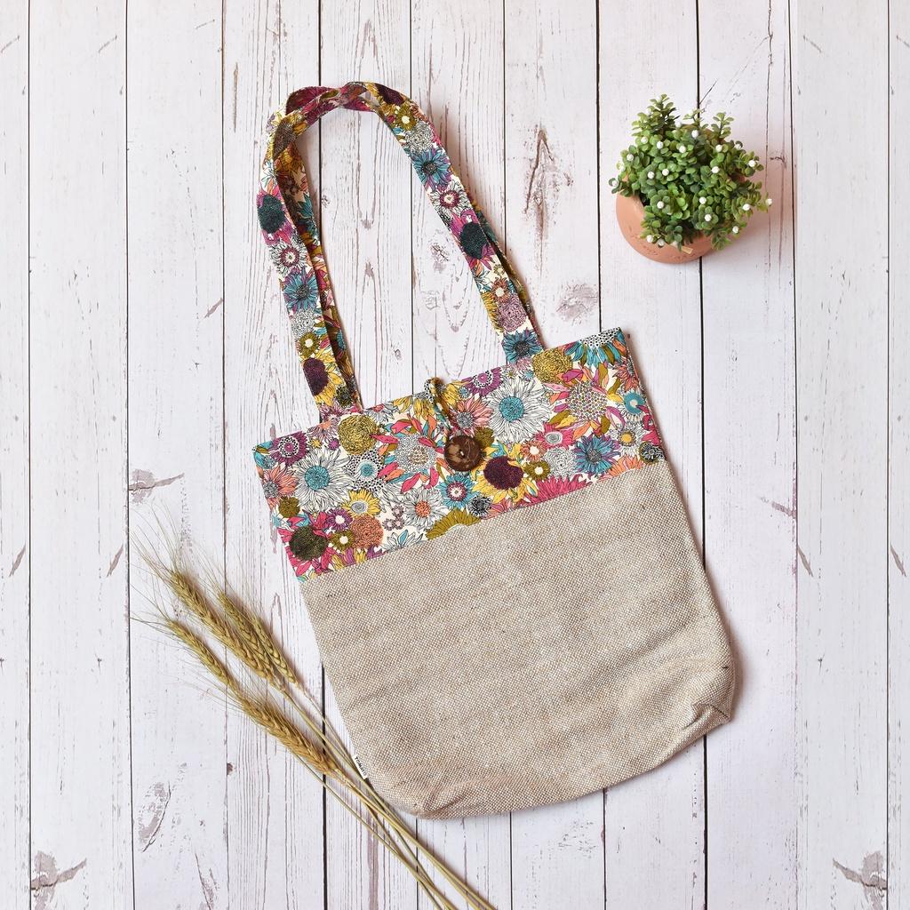 Túi tote phối hoa INDABYO thương hiệu TOMATO HANDMADE đi học, đi làm, đi chơi