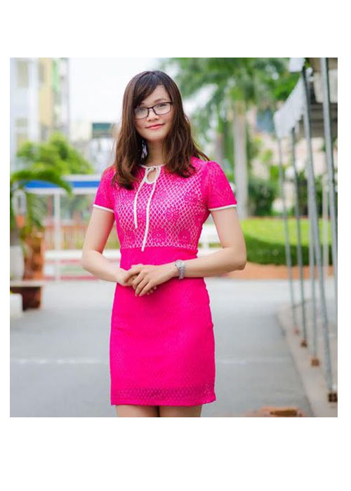 Đầm ren cột nơ xinh xắn