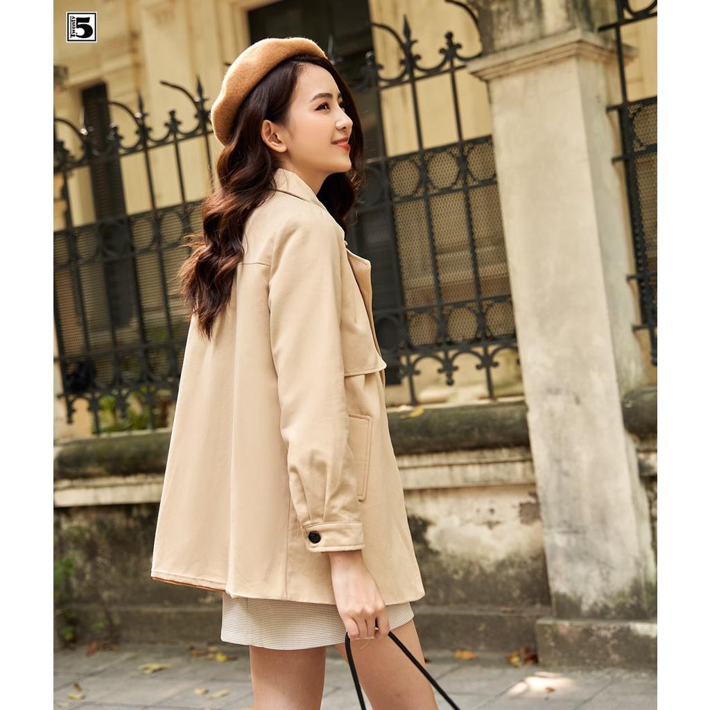 Áo khoác kaki nữ 2 lớp, dáng dài Twentyfive NK5