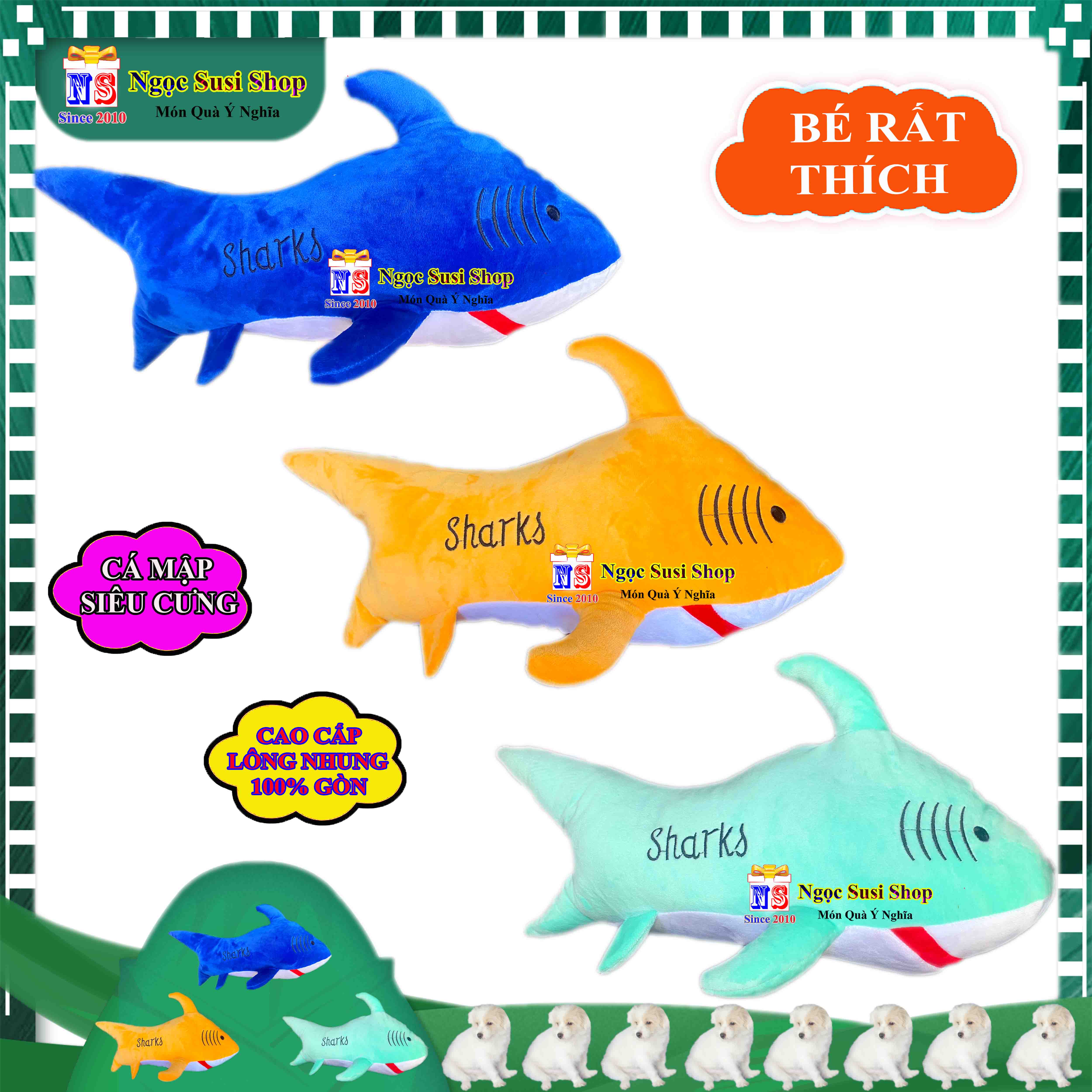 THÚ BÔNG CÁ MẬP BABY SHARK RẤT DỄ THƯƠNG CHO BÉ SIÊU THÍCH ÔM NGỦ SIZE 50CM - GIAO NGẪU NHIÊN MÀU