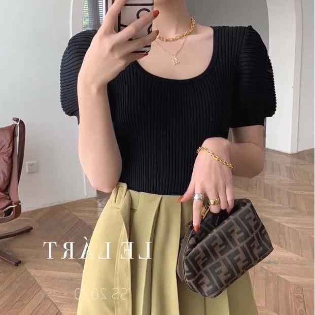 Áo Thun Nữ Tay Ngắn Màu Trơn Phong Cách Hàn Quốc