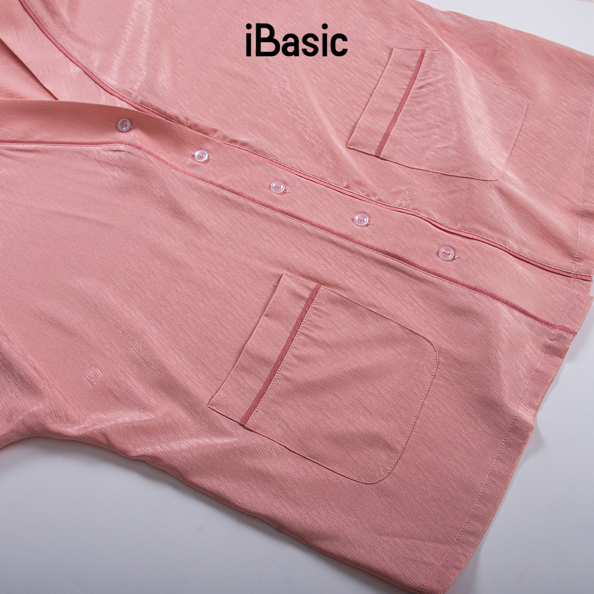 Đồ bộ mặc nhà nữ pyjama satin xước iBasic quần đùi áo tay lửng HOMW047