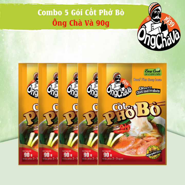 Combo 5 Gói Cốt Phở Bò Ông Chà Và 90g (Beef Pho Soup Base)