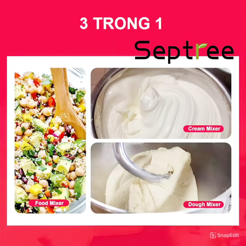 Máy trộn bột, đánh kem 10 lít chuyên nghiệp 3 trong 1 - Dòng công nghiệp. Thương hiệu Mỹ cao cấp Septree - B10B. HÀNG CHÍNH HÃNG