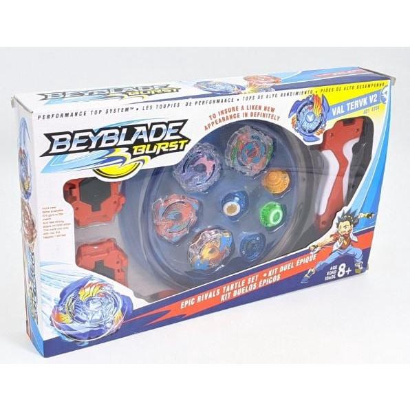 Văn Phòng phẩm SAMI - Bộ 4 con quay BEYBLADE - 2 tay cầm - 1 sàn đấu