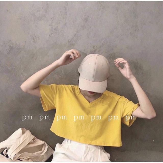 Áo thun croptop form rộng cổ tim