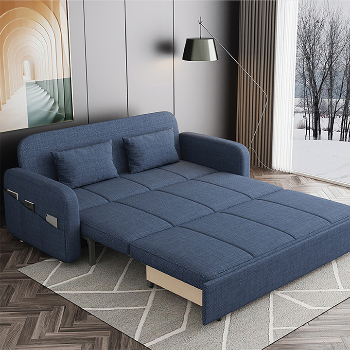 Giường Sofa Gấp Gọn Thành Ghế Sofa. Giường Sofa Đa Năng Có Ngăn Chứa Đồ. Sofa Giường Gấp Gọn Toàn Bộ Khung Thép Chịu Lực Sơn Tĩnh Điện Với 8 Điểm Chịu Lực. Tặng Kèm 2 Gối Cùng Tone