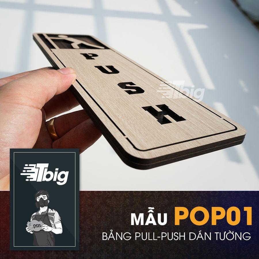 Bảng pull push gỗ loại chữ nhật đứng dán cửa bằng keo 2 mặt