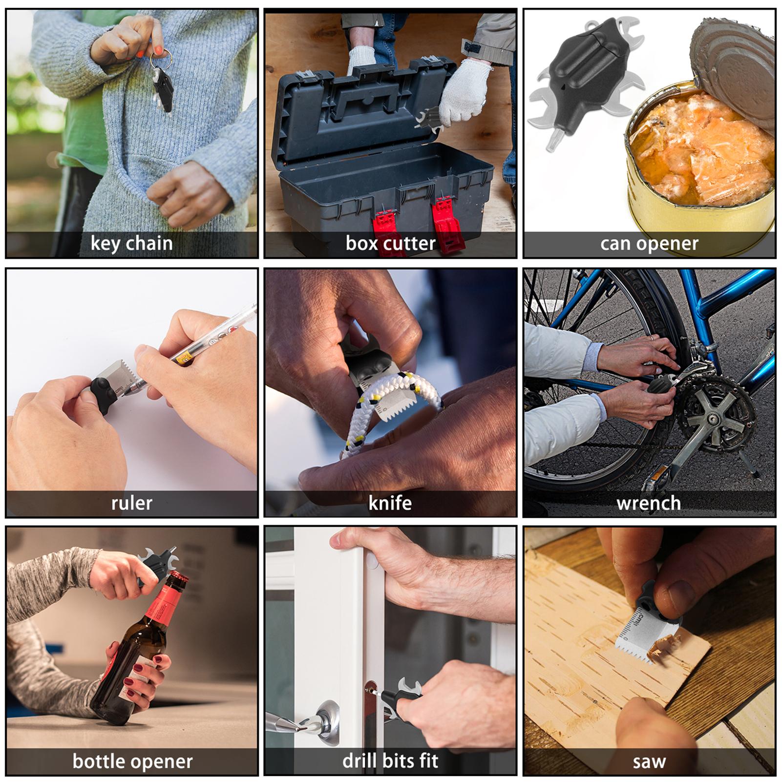 Portable Animal Shape Multi-purpose Combination Tools Keychain Multi-tools 6-in-1 Multifunctional Wrench & Drill Bit Kit Screwdriver Bits & Inner Hexagon Wrench Bottle Opener Portable for Outdoor Camping Hiking