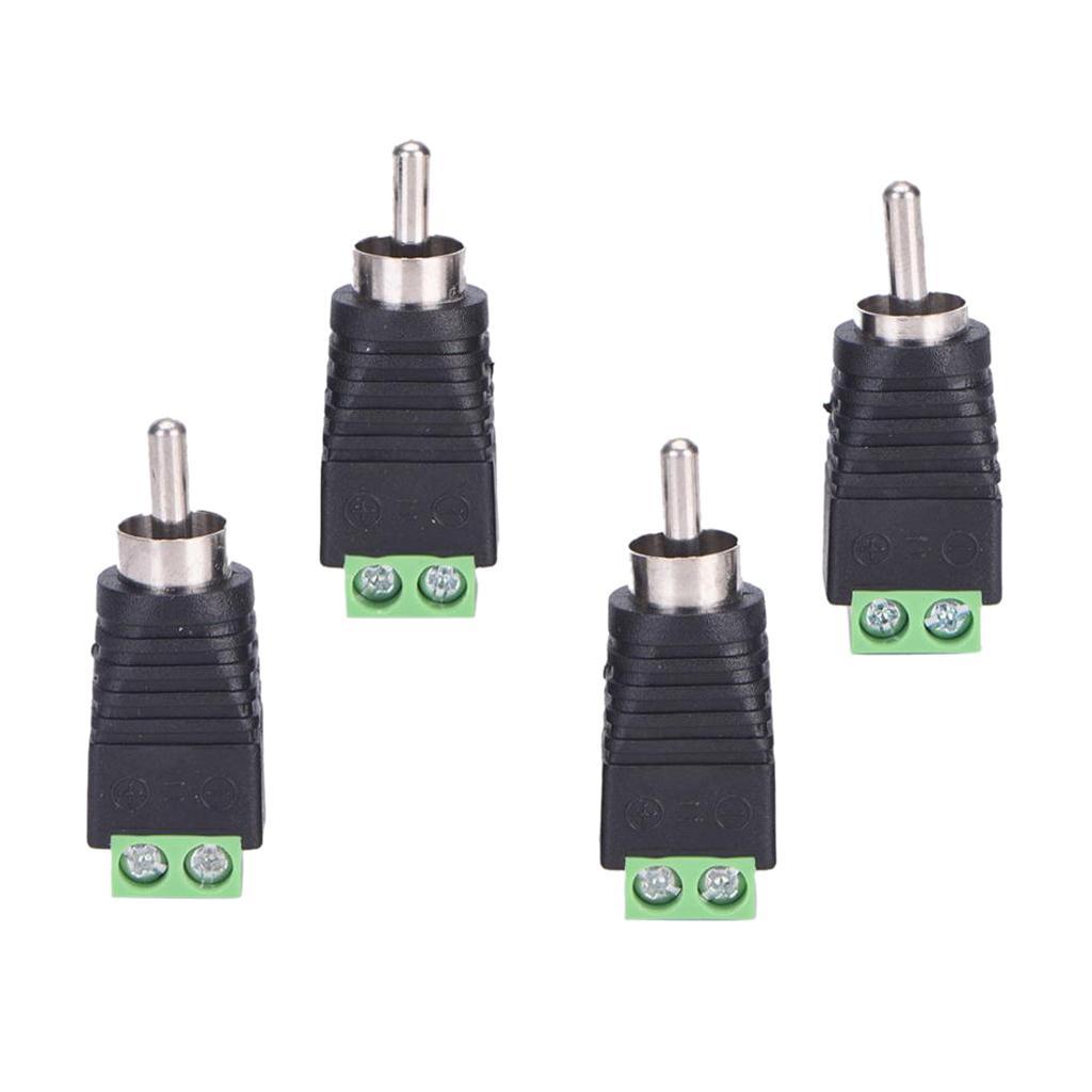 4x Speaker RCA Wire to AV Phono Male RCA Connector  Terminal Adapter