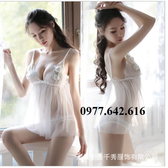 Váy ngủ cô dâu sexy thêu hoa ngực G47 (SEXY LADDY)