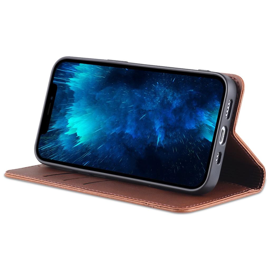 Bao da PU điện thoại nắp lật nam châm kiêm ví đựng thẻ cho iPhone 13 Pro Max 13 Mini 12 Pro Max 12 Mini