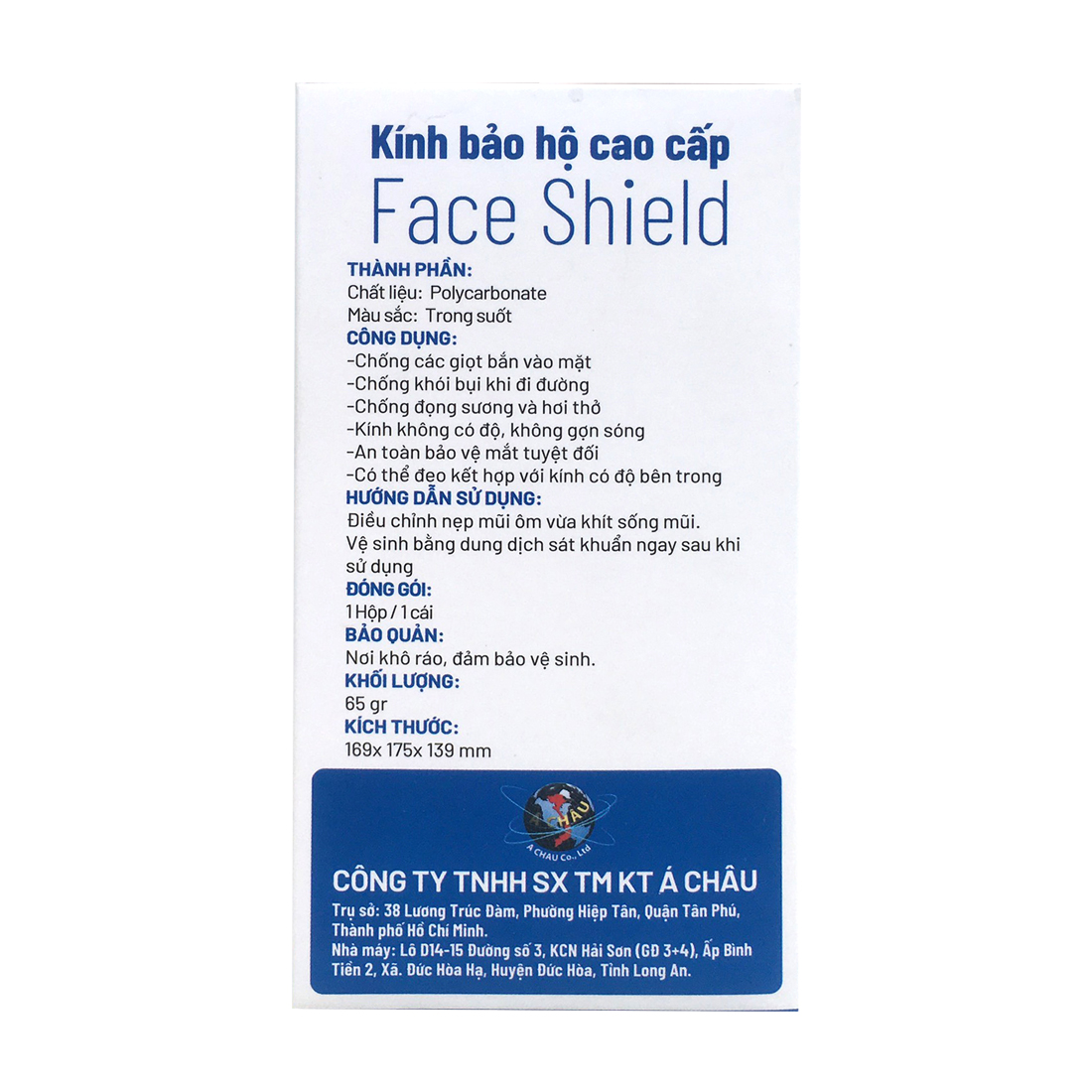 Kính bảo hộ cao cấp Asia Face Shield