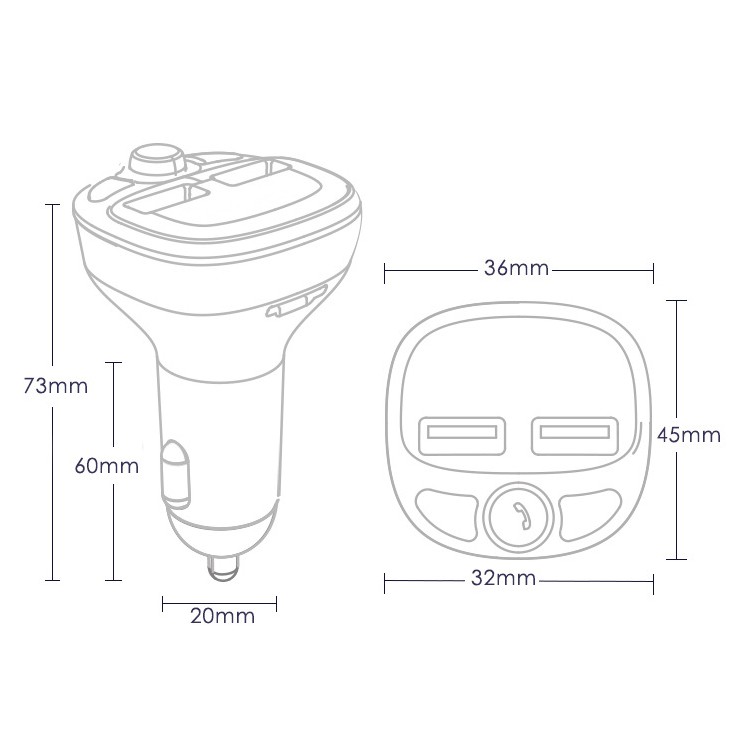 Tẩu Nghe Nhạc Bluetooth Kiêm Sạc Điện Thoại Đa Năng, Nhận Cuộc Gọi Rảnh Tay Cho Ô Tô Xe Hơi Hyundai HY-87