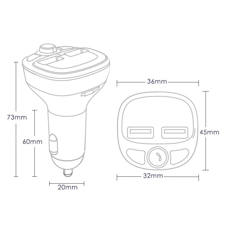 Tẩu Nghe Nhạc Bluetooth Kiêm Sạc Điện Thoại Đa Năng, Nhận Cuộc Gọi Rảnh Tay Cho Ô Tô Xe Hơi Hyundai HY-87