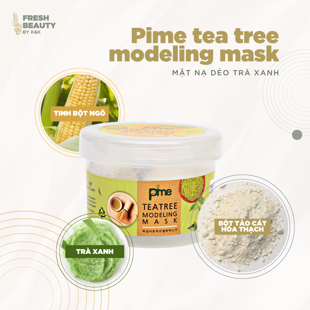 Mặt nạ dẻo trà xanh PIME Tea Tree Mask giảm viêm mụn, hút và kiềm dầu, làm sáng da  25g