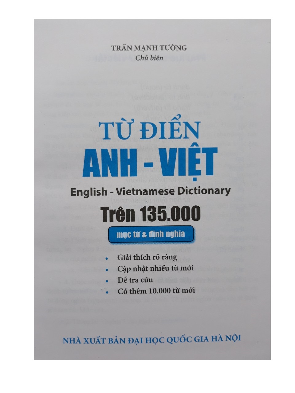 Sách - Từ Điển Anh - Việt Trên 135000 Từ (Bản in màu đặc biệt Có thêm 10000 từ mới)
