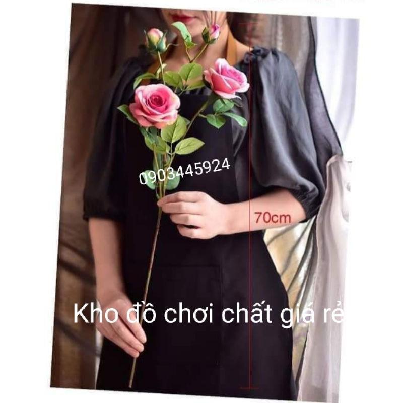 Cành Hồng Pháp cao cấp cao 70cm-Hoa Giả