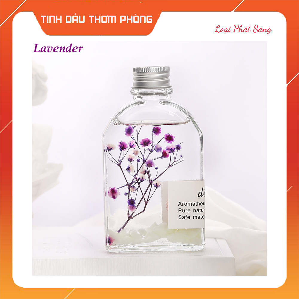 Tinh Dầu Thơm Phòng Lavender Có Que Gỗ Khuếch Tán Phát Sáng Vào Ban Đêm -Nước Hoa Thơm Phòng Lavender 100ml