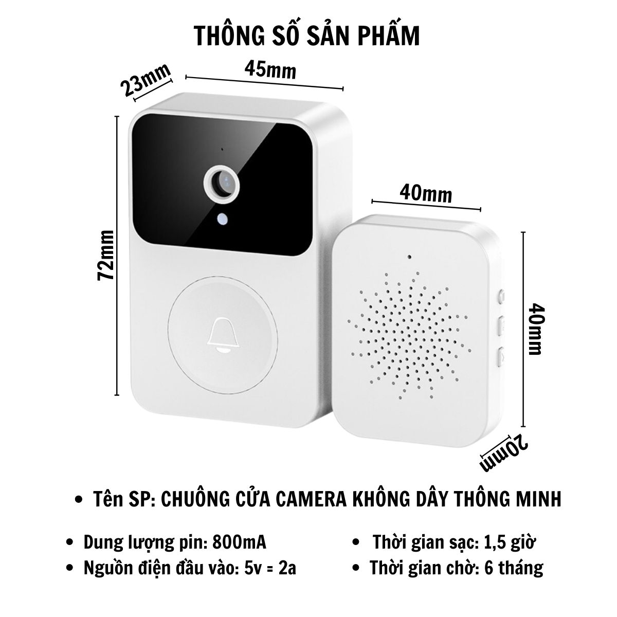 Chuông cửa camera không dây thông minh CTFAST X9- Hỗ trợ video call, thông báo điều khiển từ xa qua app