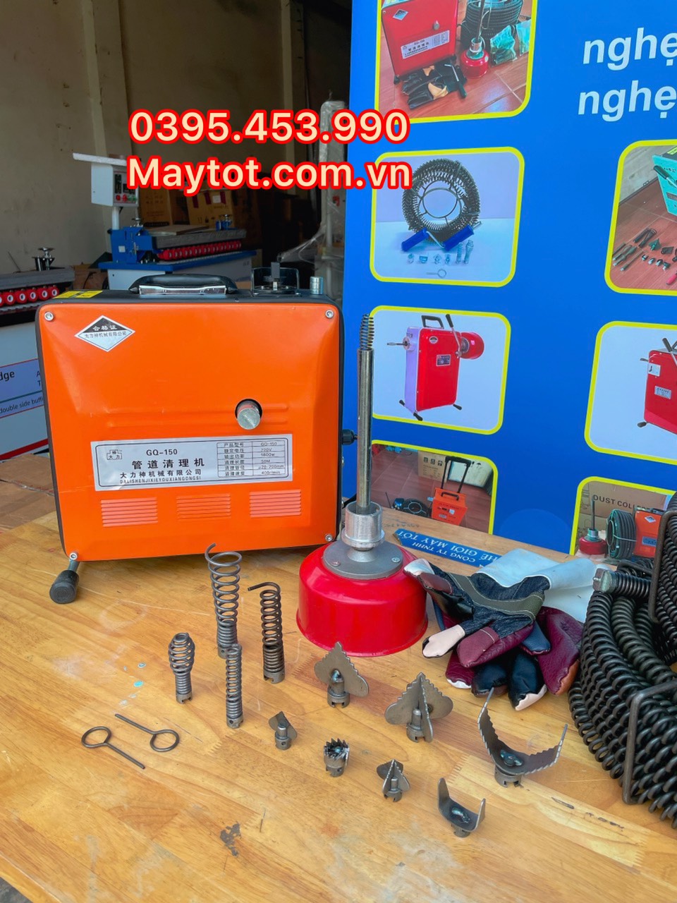 Máy thông cống lò xo GQ150 công suất 1800W dùng dây phi 8,16,22