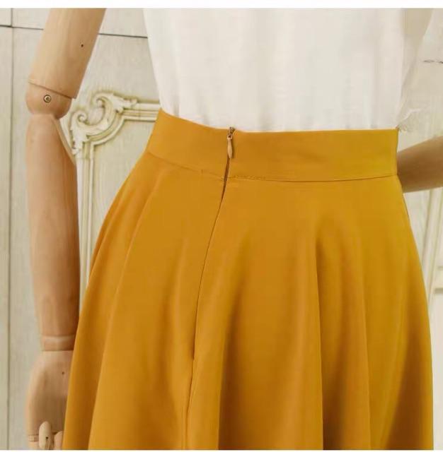 Chân váy xoè 55cm dáng vừa tới gối chất liệu tuyết mưa