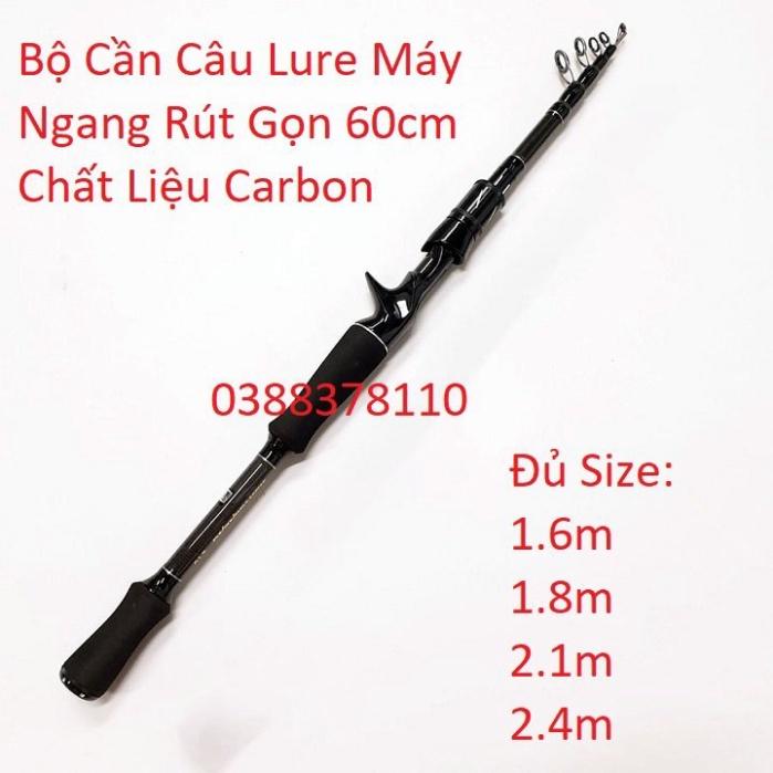 Sale to Combo Lure Ngang ,Bộ Cần Câu Lure Máy Ngang Rút Gọn 60cm Chất Liệu Carbon  - xả hàng tồn