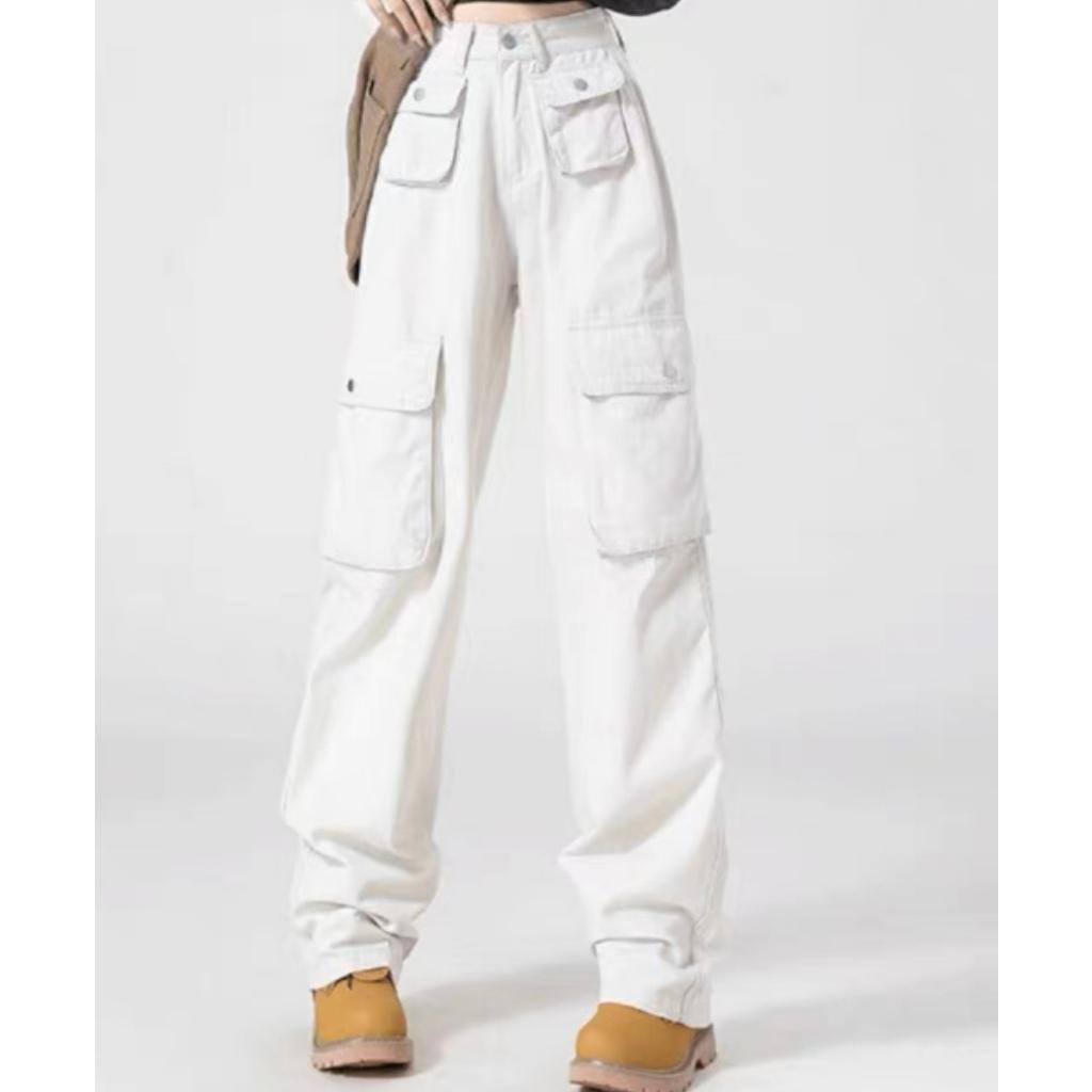 Quần kaki Cargo dài suông ống rộng 4 túi hộp màu trơn form nam nữ unisex - Quần baggy kaki style Ulzzang