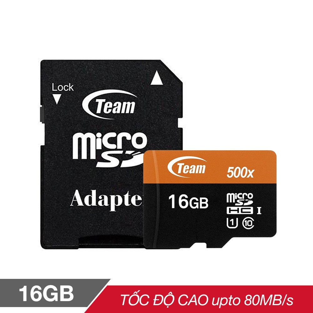 Thẻ nhớ 16gb micro SDHC UHS-1 Team Adapter (cam) – Hàng Chính Hãng