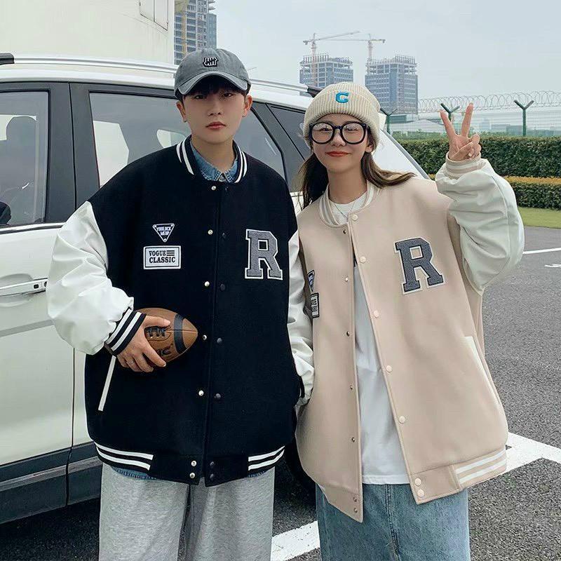 Áo khoác cặp đôi, áo khoác đôi, Áo bomber chữ R dày cao cấp chống nắng nam nữ Unisex đang hot, áo bomber jackets unisex, áo khoác nhung 2 lớp cao cấp, áo bomber nhung