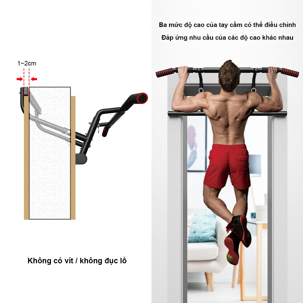 OneTwoFit Thanh ngang có thể điều chỉnh trên cửa Pull-up bar Thanh tập xà đơn treo tường gắn cửa OT216