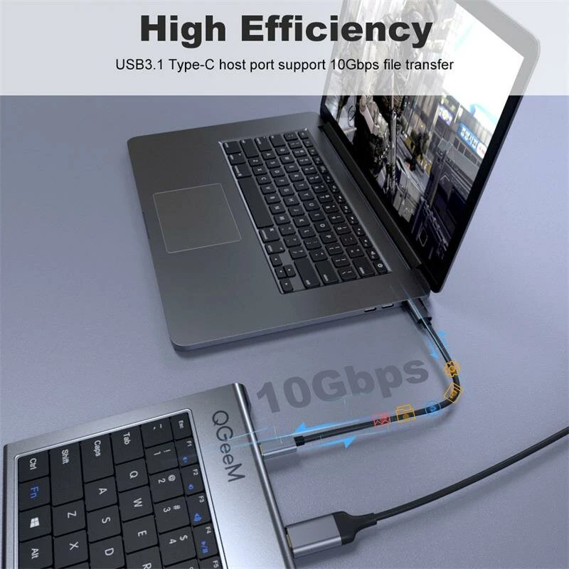 Bàn Phím Kiêm HUB Chuyển Đổi Kết Nối Qua Cổng Type-C Dành Cho Laptop, Macbook Cao Cấp QGeeM - Hàng Nhập Khẩu