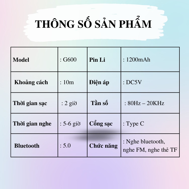 Loa Nghe Nhạc Đeo Cổ G600 (Thiết kế công thái học phù hợp với vai người dùng-Hỗ trợ nghe FM, nghe qua thẻ TF)