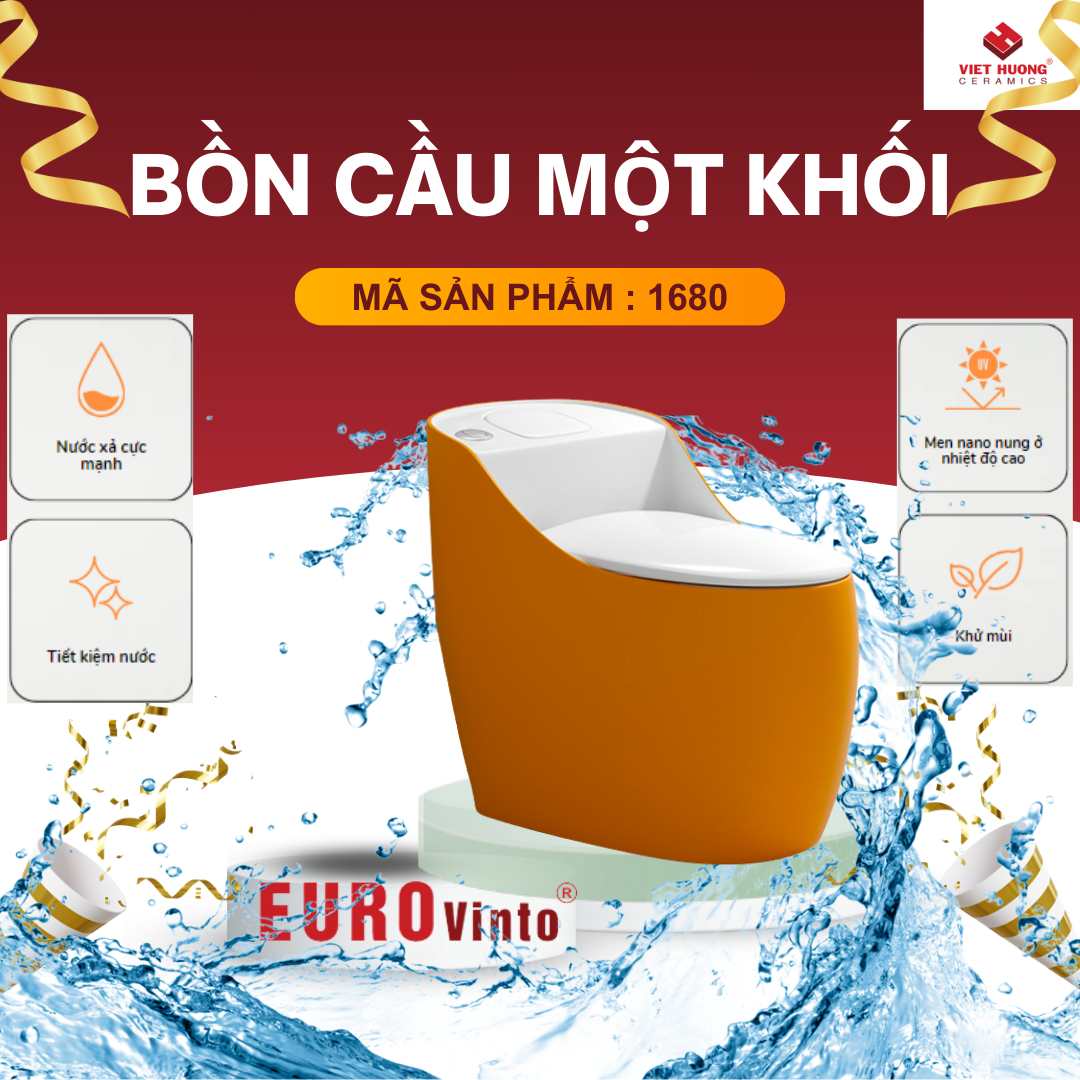 BỒN CẦU MỘT KHỐI EUROVINTO CAO CẤP MÃ 168O