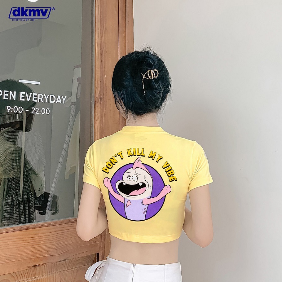 Áo croptop nữ ôm body màu vàng | DKMV Croptop Please-Yellow